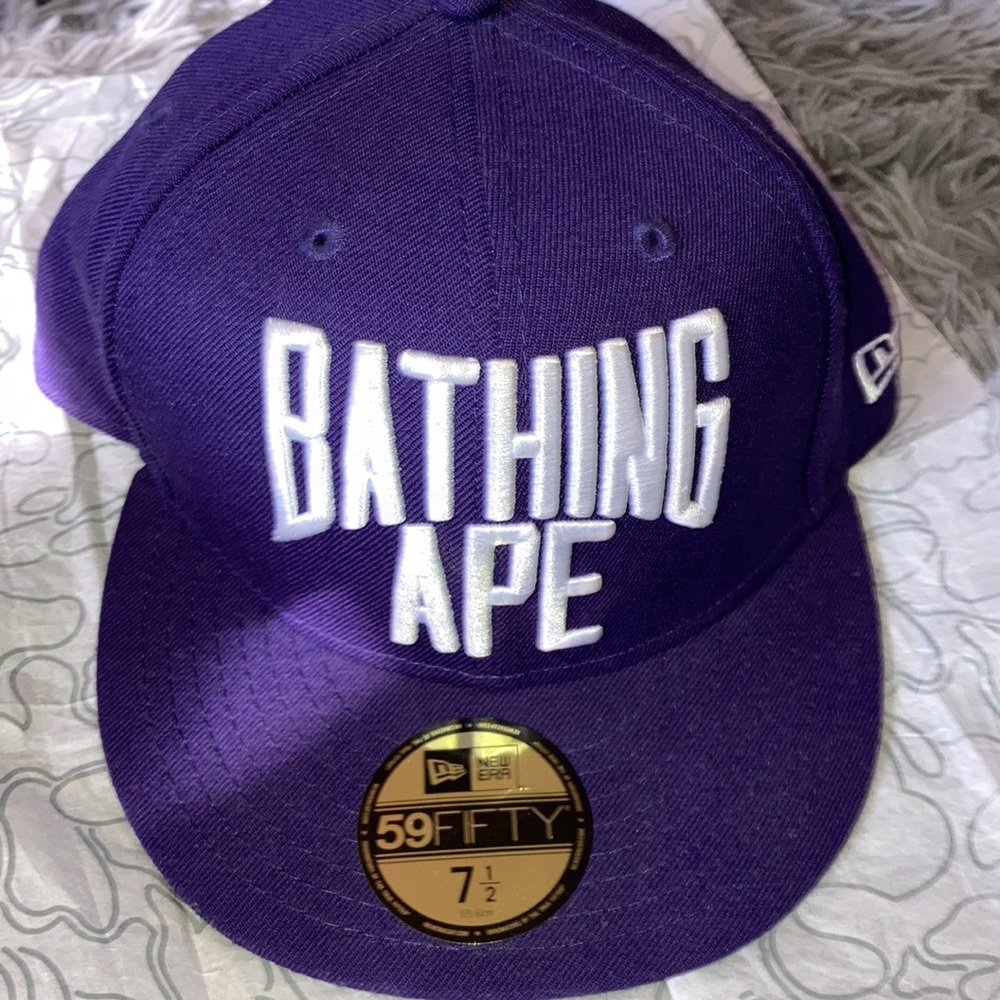 A BATHING APE BAPE Ny Logo New Era Cap Purple Worn ONCE! Like New!